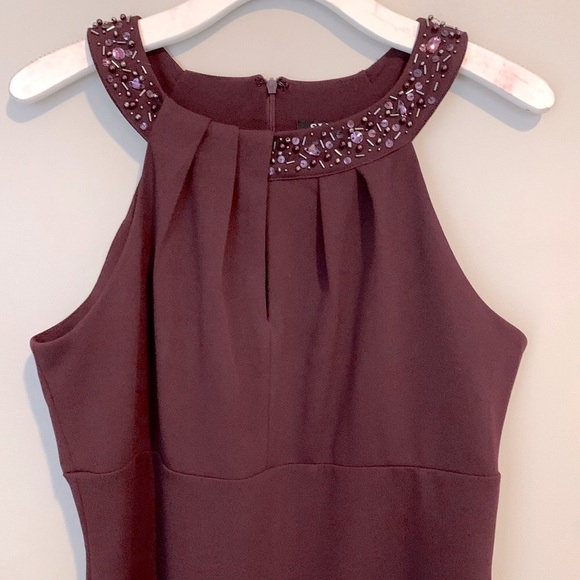 SLNY size 12 beaded halter neck sheath dress - Picture 7 of 16